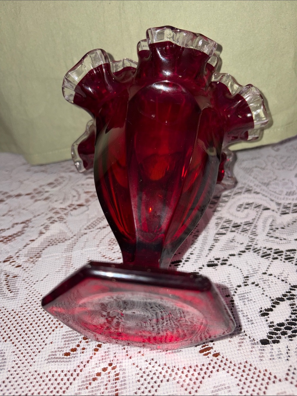 Fenton Ruby Red Glass Vase - - Picture 6 of 6